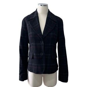 Talbots Tartan Plaid Women's Wool Two Button Blazer Size 8 Academia